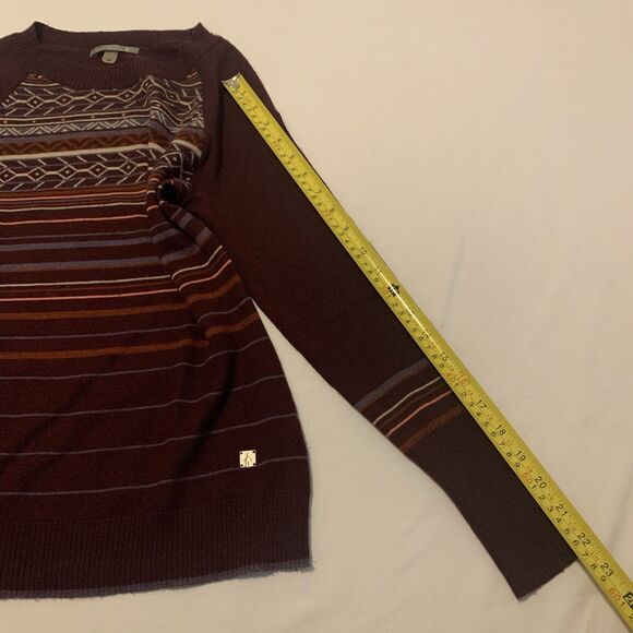Smartwool Ethno Graphic Crew Neck Sweater Purple Print Striped Wool - Women's XS - Picture 11 of 11